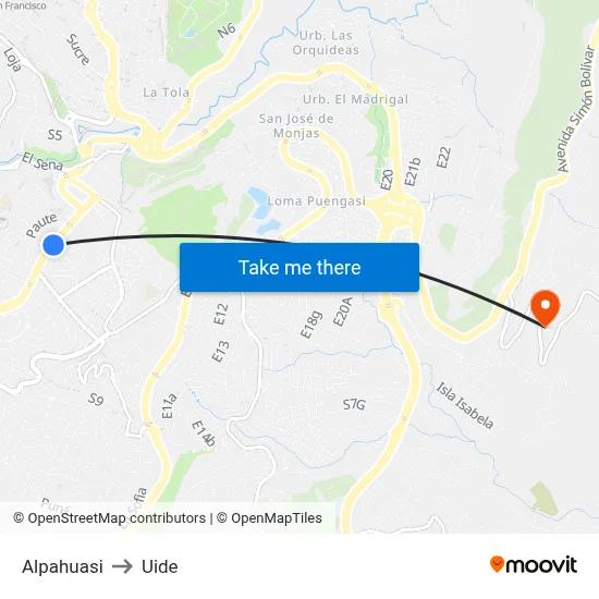 Alpahuasi to Uide map