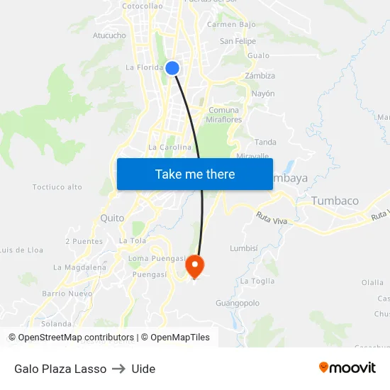 Galo Plaza Lasso to Uide map