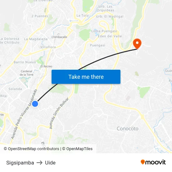 Sigsipamba to Uide map