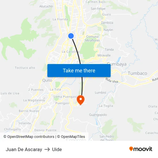 Juan De Ascaray to Uide map