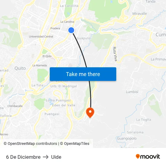 6 De Diciembre to Uide map