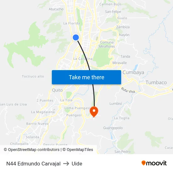 N44 Edmundo Carvajal to Uide map