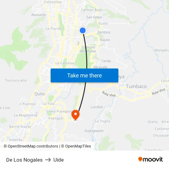 De Los Nogales to Uide map