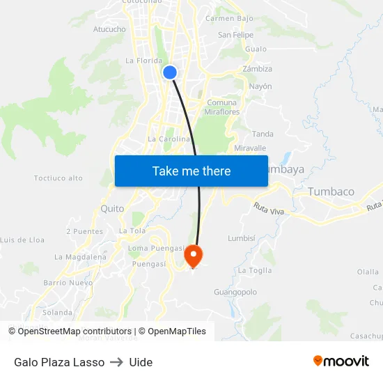 Galo Plaza Lasso to Uide map