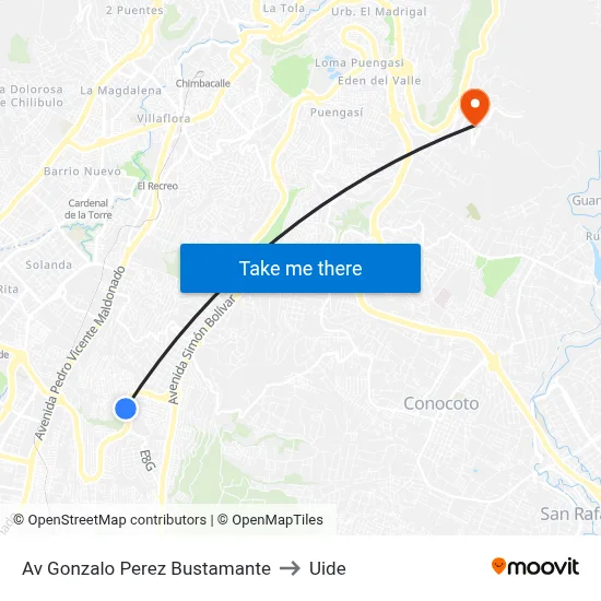 Av Gonzalo Perez Bustamante to Uide map