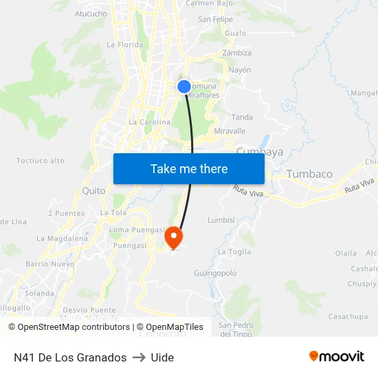 N41 De Los Granados to Uide map