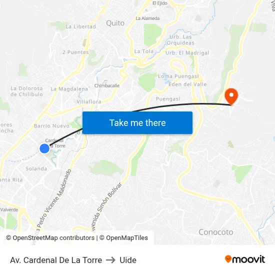 Av. Cardenal De La Torre to Uide map