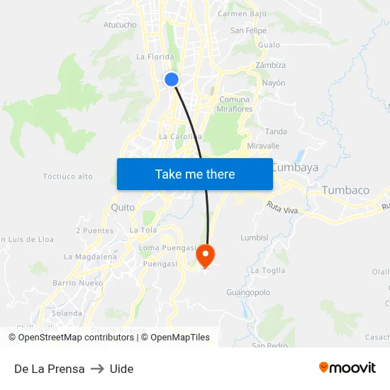 De La Prensa to Uide map