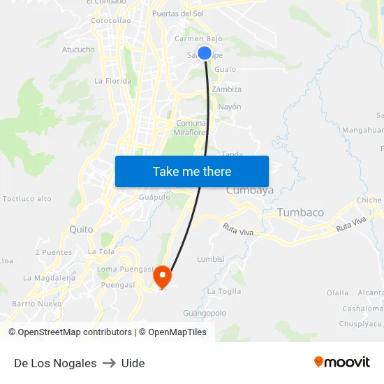 De Los Nogales to Uide map