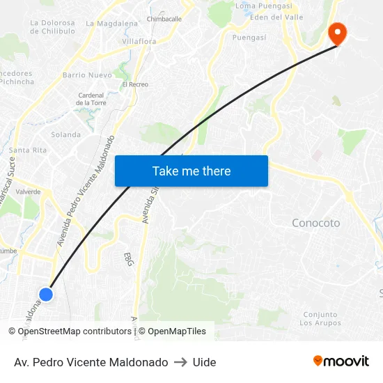 Av. Pedro Vicente Maldonado to Uide map