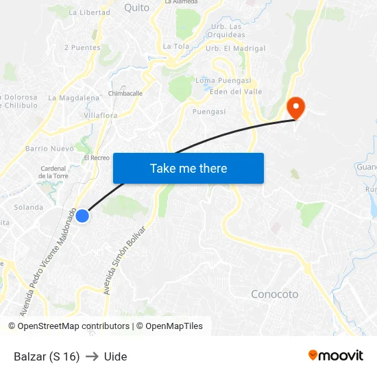 Balzar (S 16) to Uide map