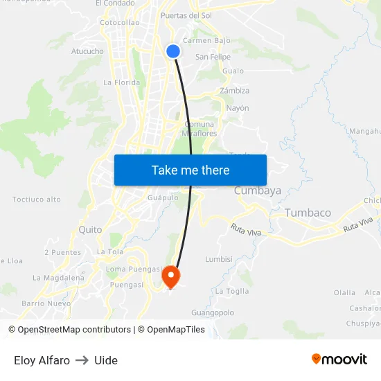 Eloy Alfaro to Uide map