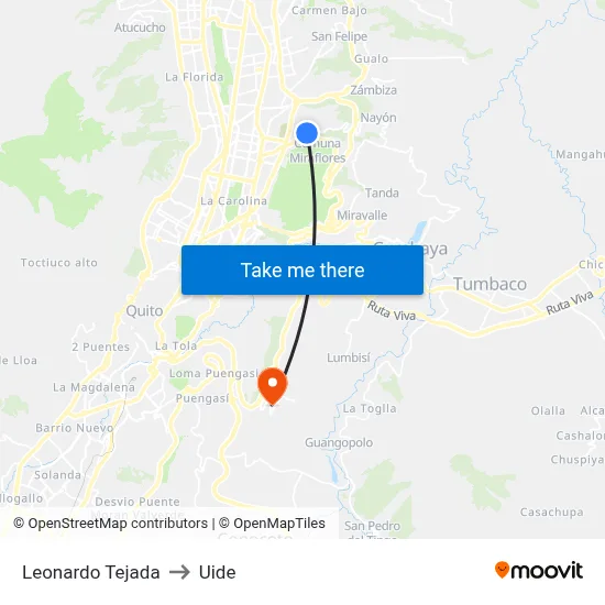 Leonardo Tejada to Uide map