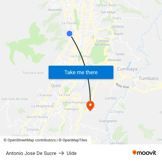 Antonio Jose De Sucre to Uide map