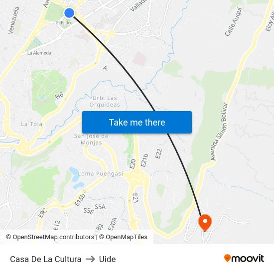 Casa De La Cultura to Uide map