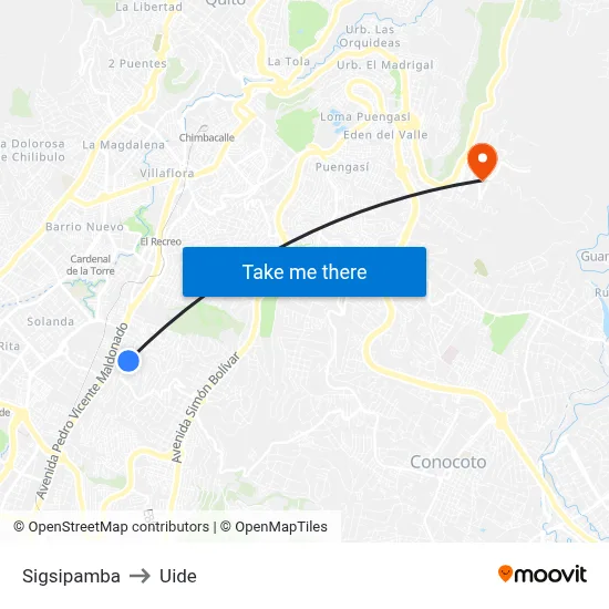 Sigsipamba to Uide map