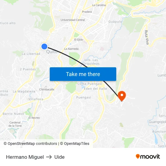 Hermano Miguel to Uide map