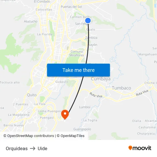 Orquideas to Uide map