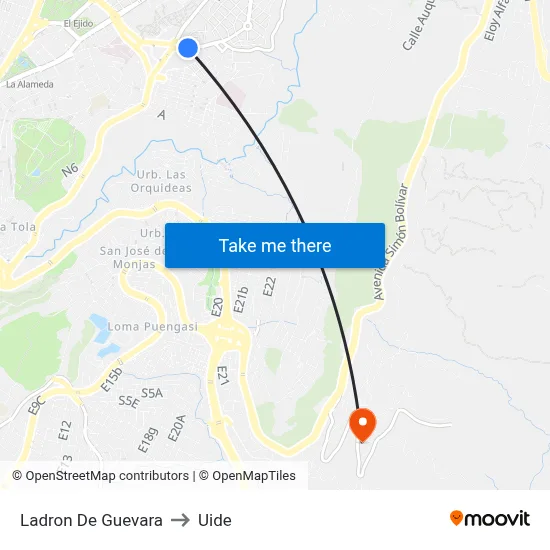 Ladron De Guevara to Uide map