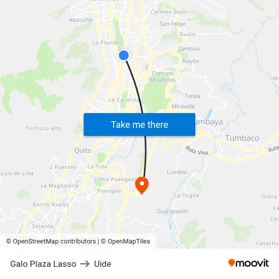Galo Plaza Lasso to Uide map