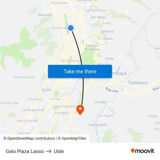 Galo Plaza Lasso to Uide map