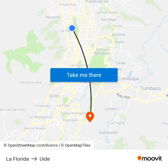 La Florida to Uide map