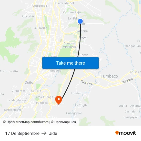 17 De Septiembre to Uide map