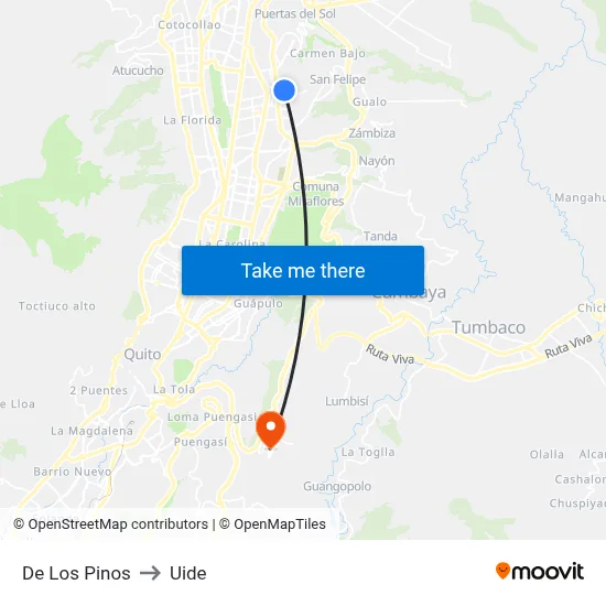 De Los Pinos to Uide map