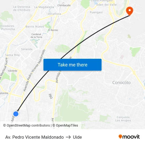 Av. Pedro Vicente Maldonado to Uide map