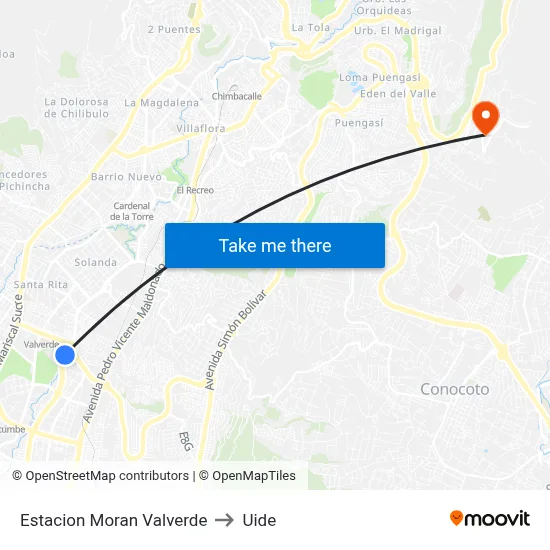 Estacion Moran Valverde to Uide map