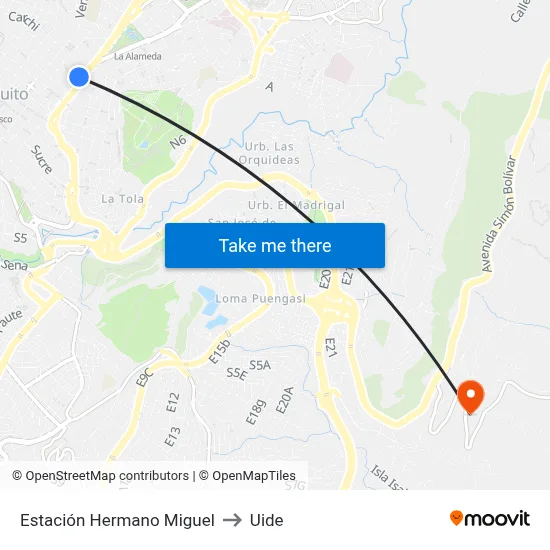 Estación Hermano Miguel to Uide map