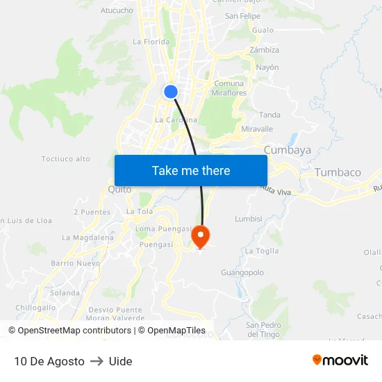 10 De Agosto to Uide map