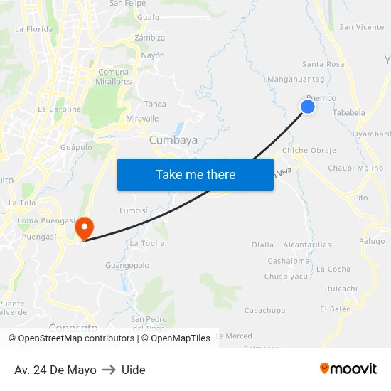 Av. 24 De Mayo to Uide map