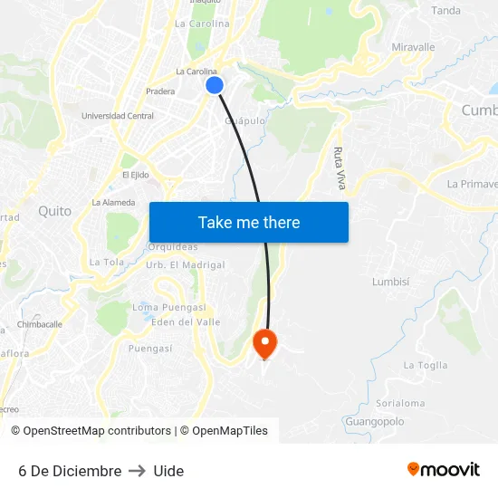 6 De Diciembre to Uide map