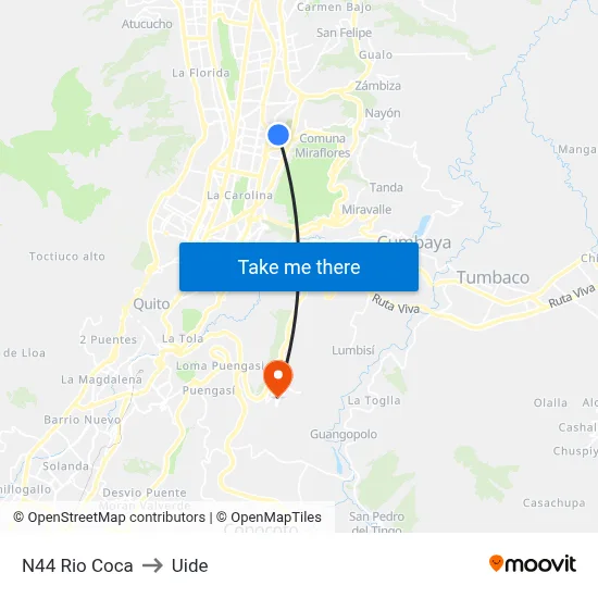 N44 Rio Coca to Uide map