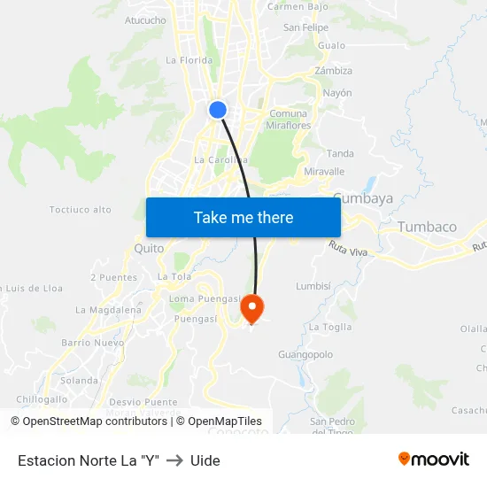 Estacion  Norte La "Y" to Uide map