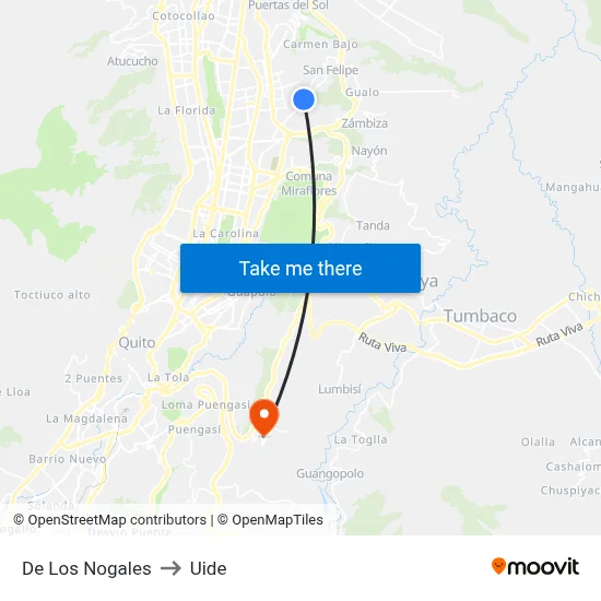 De Los Nogales to Uide map