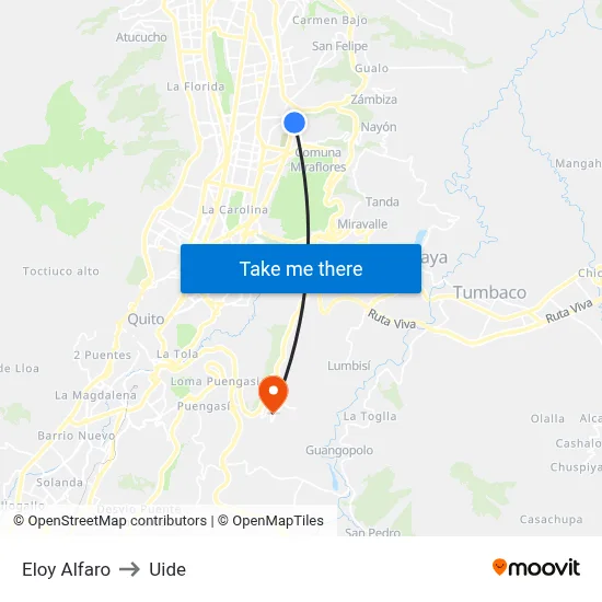 Eloy Alfaro to Uide map