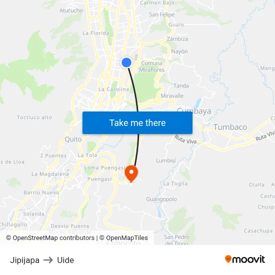 Jipijapa to Uide map
