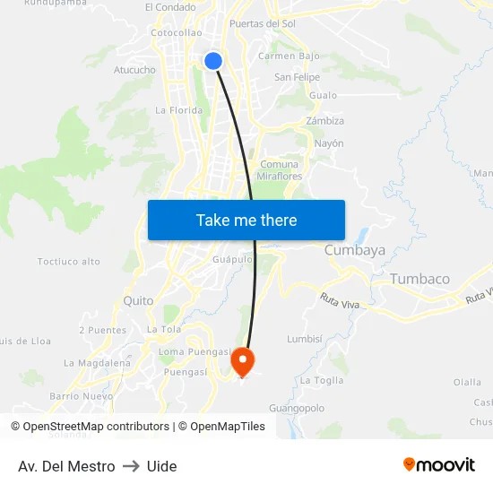 Av. Del Mestro to Uide map
