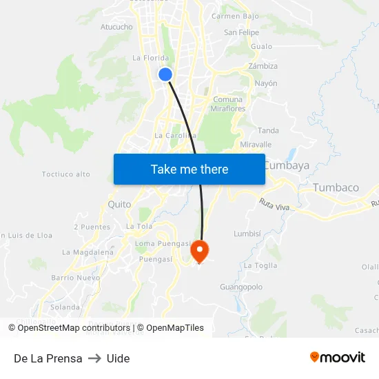 De La Prensa to Uide map