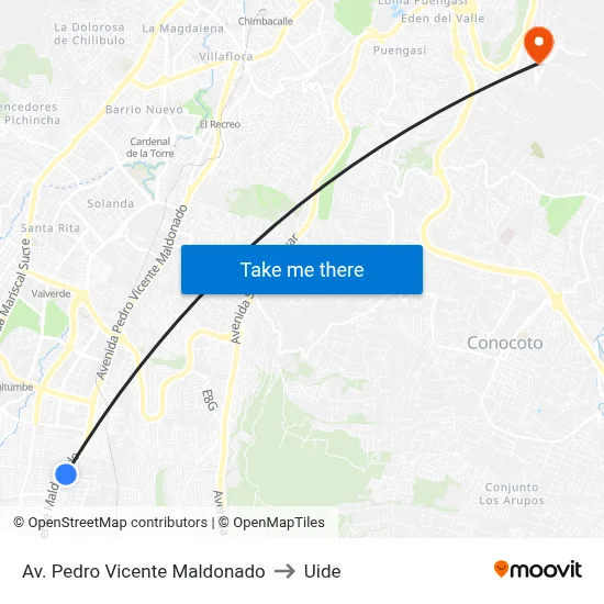 Av. Pedro Vicente Maldonado to Uide map