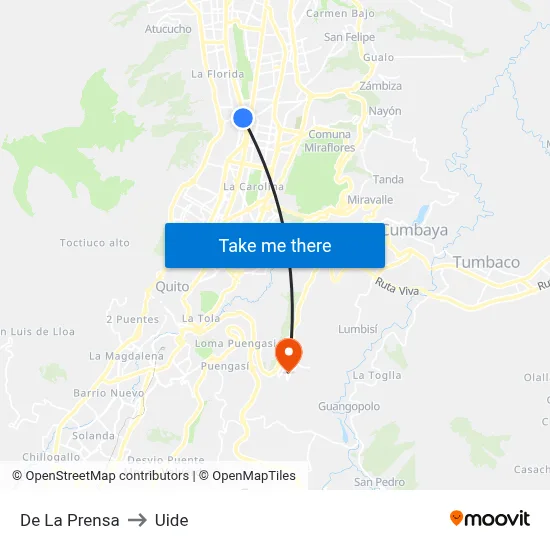 De La Prensa to Uide map