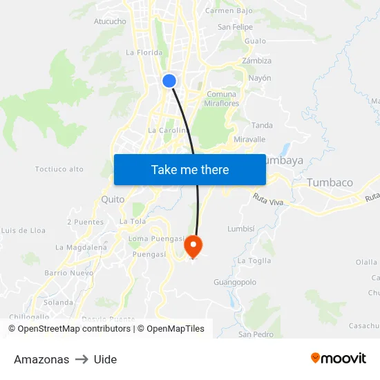 Amazonas to Uide map