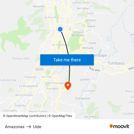 Amazonas to Uide map