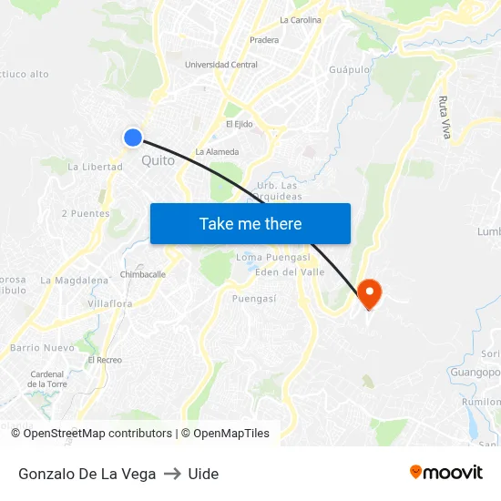 Gonzalo De La Vega to Uide map