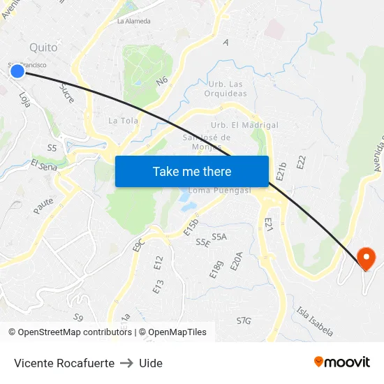 Vicente Rocafuerte to Uide map