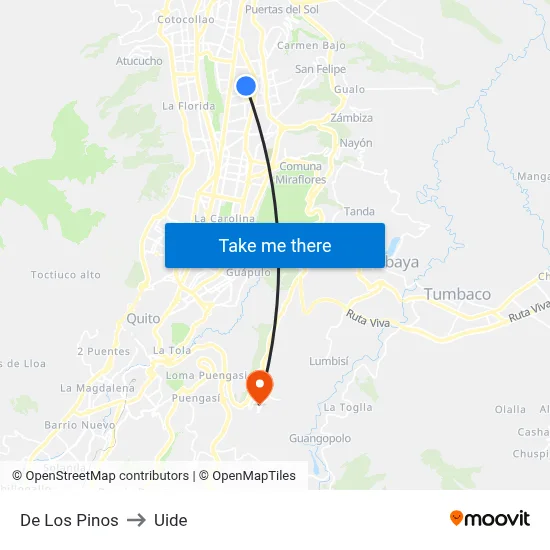 De Los Pinos to Uide map