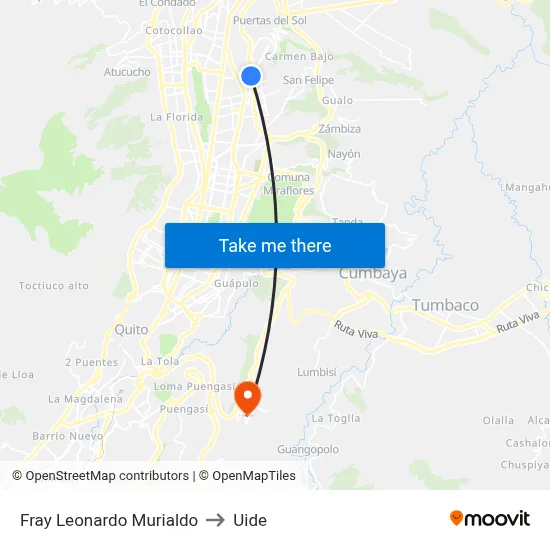 Fray Leonardo Murialdo to Uide map