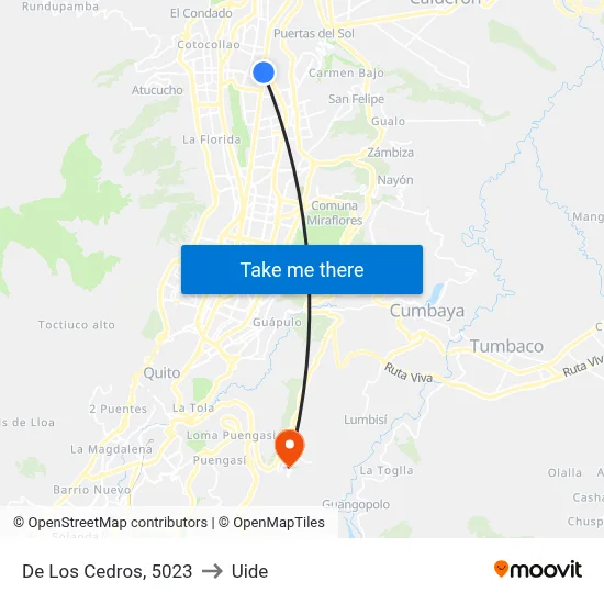 De Los Cedros, 5023 to Uide map